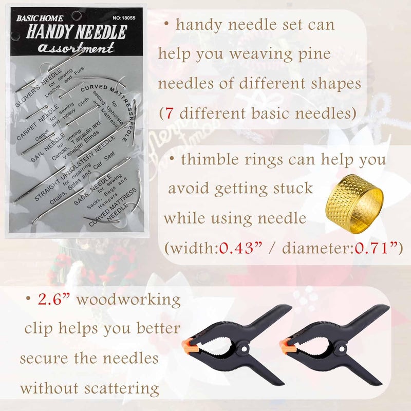 ARSTBETY Pine Needle Basket Making Set with Gauge Coiling Tool, Waxed Thread, Needle and Thimble Ring, Long Noce Pliers for Basket Making Rattan Weaving Basketry (Gold Basket Making Set) - Image 2